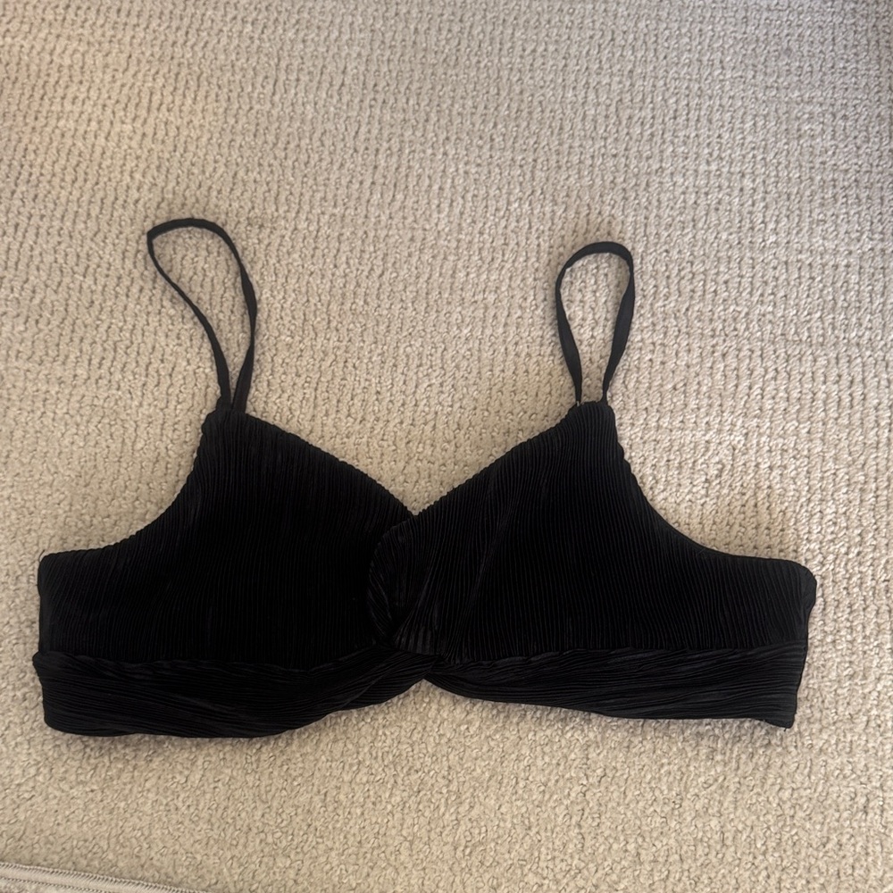 Black Ribbed Bralette with Adjustable Straps